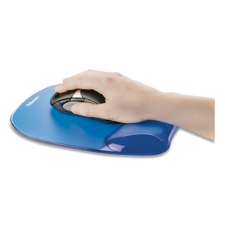 Fellowes® Gel Crystals Mouse Pad with Wrist Rest, 7.87 x 9.18, Blue (FEL91141)