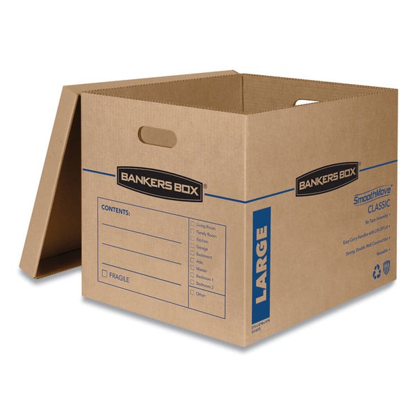 Bankers Box® SmoothMove Classic Moving/Storage Boxes, Half Slotted Container (HSC), Large, 17" x 21" x 17", Brown/Blue, 5/Carton (FEL7718201)