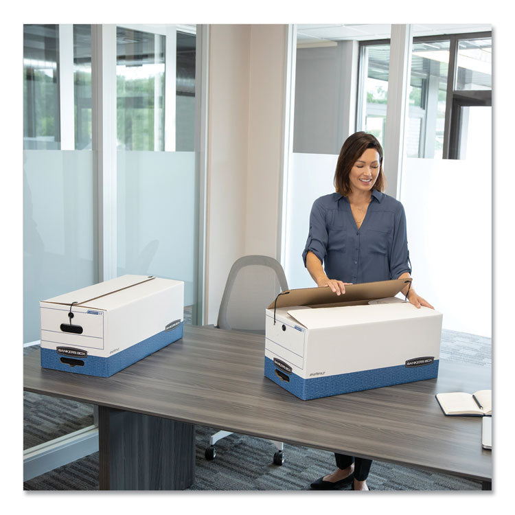 Bankers Box® STOR/FILE Medium-Duty Strength Storage Boxes, Letter Files, 12.25" x 24.13" x 10.75", White/Blue, 4/Carton (FEL0070403) Carton of 4 Boxes