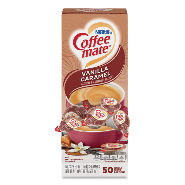 Coffee mate® Liquid Coffee Creamer, Vanilla Caramel, 0.38 oz Mini Cups, 50/Box (NES79129)