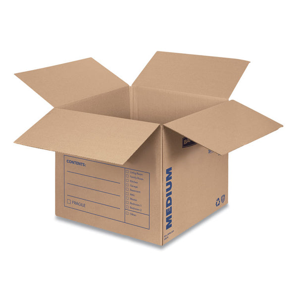 Bankers Box® SmoothMove Basic Moving Boxes, Regular Slotted Container (RSC), Medium, 18" x 18" x 16", Brown/Blue, 20/Bundle (FEL7713901)