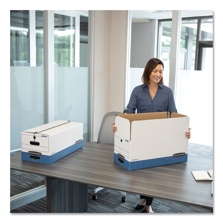 Bankers Box® STOR/FILE Medium-Duty Strength Storage Boxes, Letter Files, 12.25" x 24.13" x 10.75", White/Blue, 4/Carton (FEL0070403) Carton of 4 Boxes