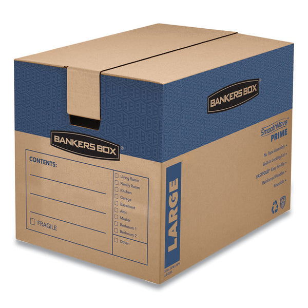 Bankers Box® SmoothMove Prime Moving/Storage Boxes, Hinged Lid, Regular Slotted Container (RSC), 18" x 24" x 18", Brown/Blue, 6/Carton (FEL0062901)