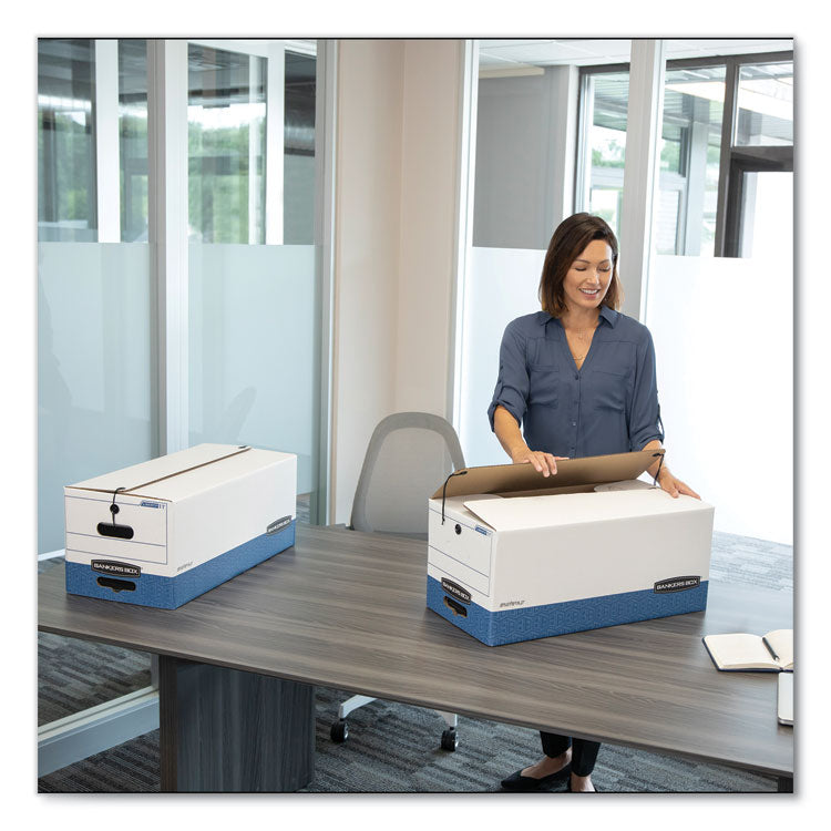 Bankers Box® STOR/FILE Medium-Duty Strength Storage Boxes, Legal Files, 15.25" x 24.13" x 10.75", White/Blue, 12/Carton (FEL00705) Carton of 12