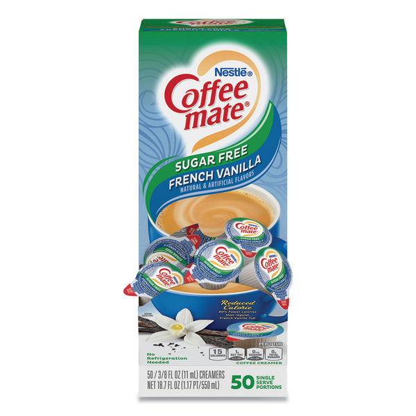 Coffee mate® Liquid Coffee Creamer, Sugar Free French Vanilla, 0.38 oz Mini Cups, 50/Box (NES91757)