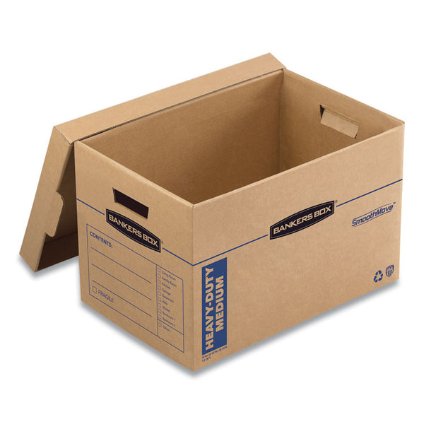 Bankers Box® SmoothMove Maximum Strength Moving Boxes, Half Slotted Container (HSC), Medium, 12.25" x 18.5" x 12", Brown/Blue, 8/Pack (FEL7710301) Case of 8