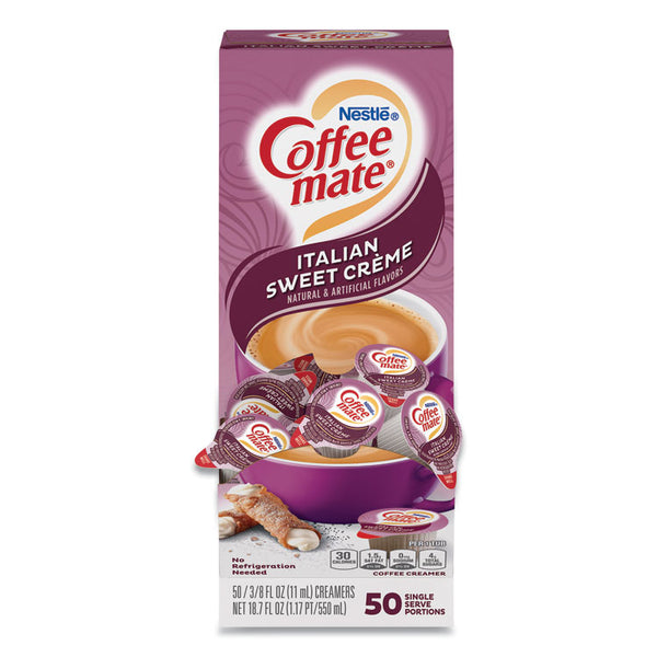 Coffee mate® Liquid Coffee Creamer, Italian Sweet Creme, 0.38 oz Mini Cups, 50/Box (NES84652)