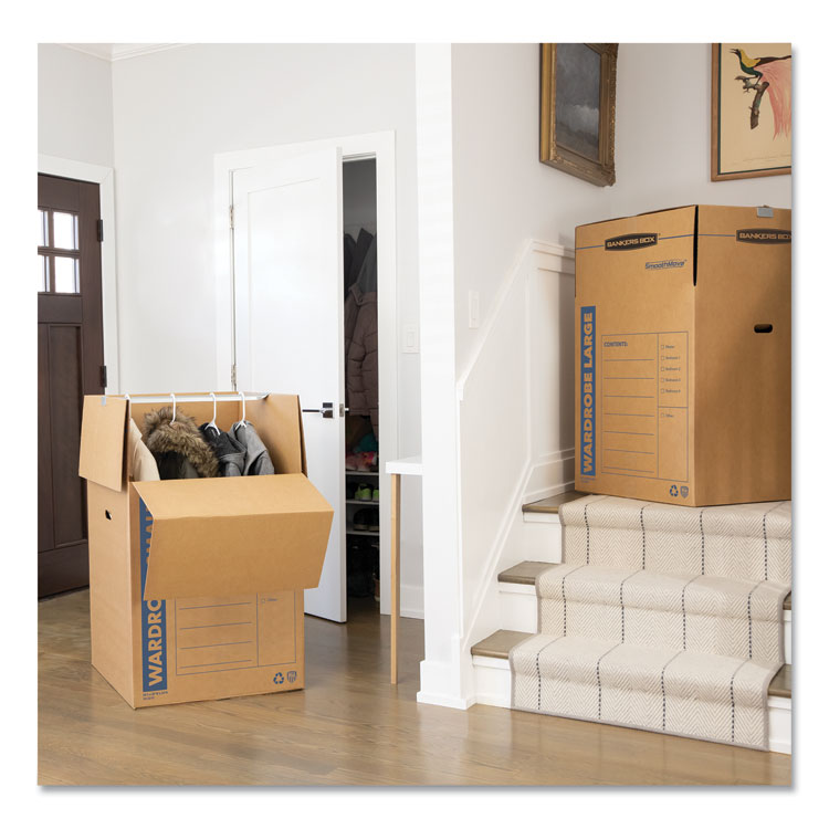 Bankers Box® SmoothMove Wardrobe Box, Regular Slotted Container (RSC), 24" x 24" x 40", Brown/Blue, 3/Carton (FEL7711001) Case of 3