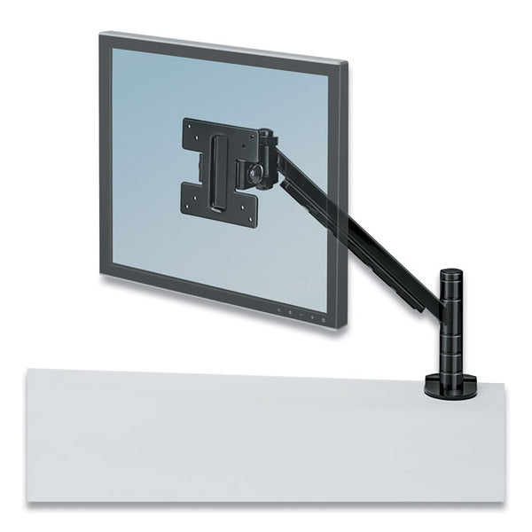 Fellowes® Designer Suites Flat Panel Monitor Arm, 180 Degree Rotation, 45 Degree Tilt, 360 Degree Pan, Black, Supports 20 lb (FEL8038201)