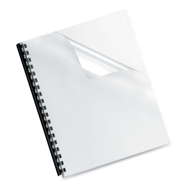 Fellowes® Crystals Transparent Presentation Covers for Binding Systems, Clear, with Square Corners, 11 x 8.5, Unpunched, 100/Pack (FEL52089)