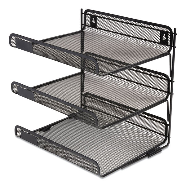 TRU RED™ Side-Load Open Design Wire Mesh Horizontal Document Organizer, 3 Sections, Letter-Size, 13.78 x 11.22 x 13.38, Matte Black (TUD24402462) Each