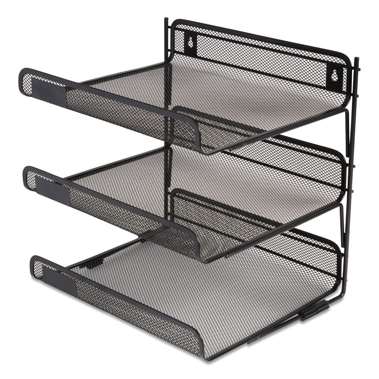 TRU RED™ Side-Load Open Design Wire Mesh Horizontal Document Organizer, 3 Sections, Letter-Size, 13.78 x 11.22 x 13.38, Matte Black (TUD24402462) Each