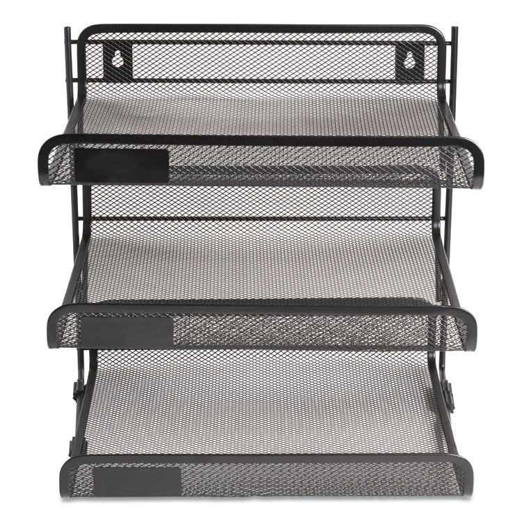 TRU RED™ Side-Load Open Design Wire Mesh Horizontal Document Organizer, 3 Sections, Letter-Size, 13.78 x 11.22 x 13.38, Matte Black (TUD24402462) Each