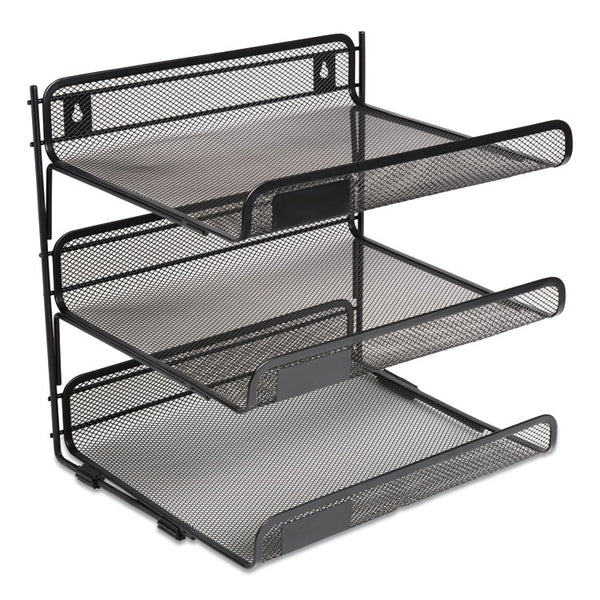 TRU RED™ Side-Load Open Design Wire Mesh Horizontal Document Organizer, 3 Sections, Letter-Size, 13.78 x 11.22 x 13.38, Matte Black (TUD24402462) Each