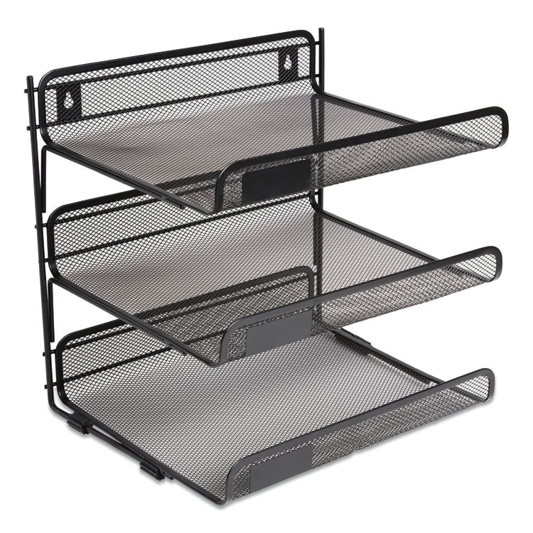 TRU RED™ Side-Load Open Design Wire Mesh Horizontal Document Organizer, 3 Sections, Letter-Size, 13.78 x 11.22 x 13.38, Matte Black (TUD24402462) Each