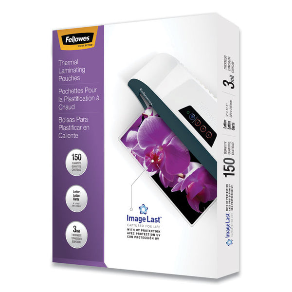 Fellowes® ImageLast Laminating Pouches with UV Protection, 3 mil, 9" x 11.5", Clear, 150/Pack (FEL5200509)