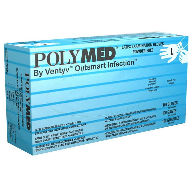 Polymed® Exam Glove Large NonSterile Latex Standard Cuff Length Fully Textured Ivory Not Rated (349006_CS) 1000/CS