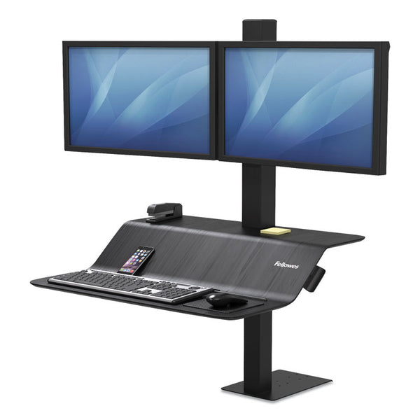 Fellowes® Lotus VE Sit-Stand Workstation - Dual, 29" x 28.5" x 42.5", Black (FEL8082001)