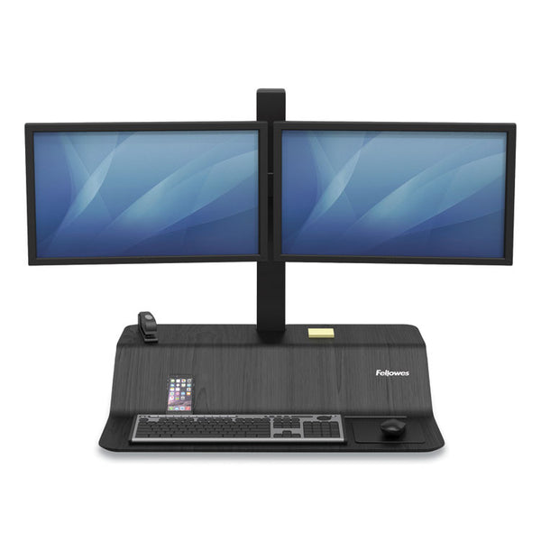 Fellowes® Lotus VE Sit-Stand Workstation - Dual, 29" x 28.5" x 42.5", Black (FEL8082001)