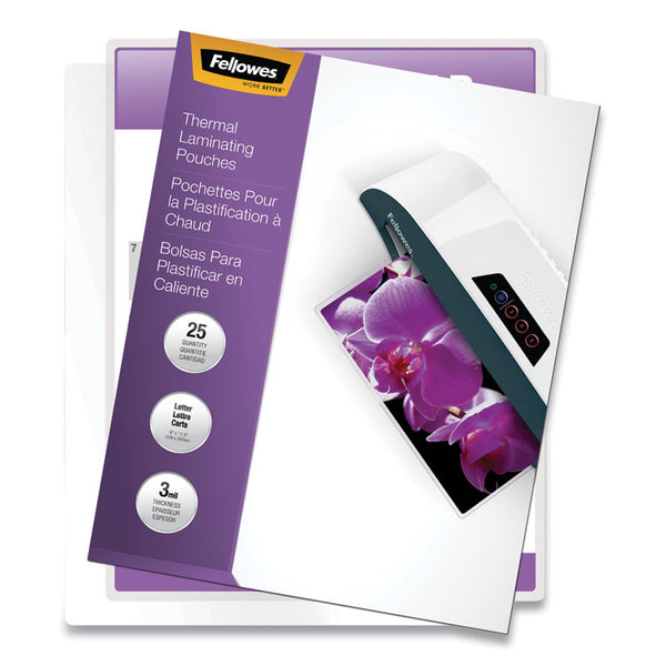 Fellowes® ImageLast Laminating Pouches with UV Protection, 3 mil, 9" x 11.5", Clear, 25/Pack (FEL5200501)