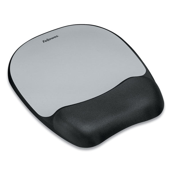 Fellowes® Memory Foam Mouse Pad with Wrist Rest, 7.93 x 9.25, Black/Silver (FEL9175801)