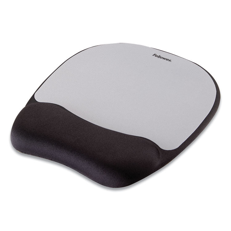 Fellowes® Memory Foam Mouse Pad with Wrist Rest, 7.93 x 9.25, Black/Silver (FEL9175801)