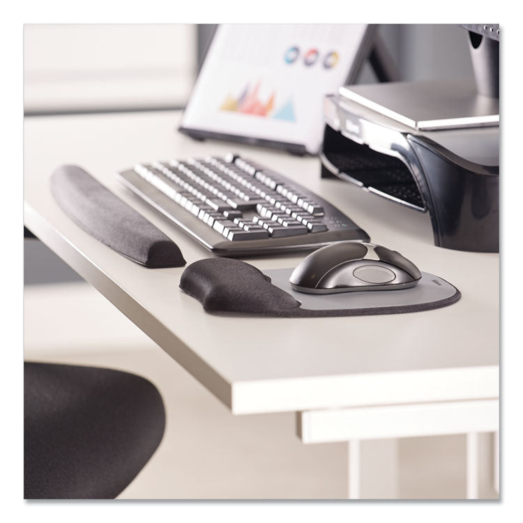 Fellowes® Memory Foam Mouse Pad with Wrist Rest, 7.93 x 9.25, Black/Silver (FEL9175801)