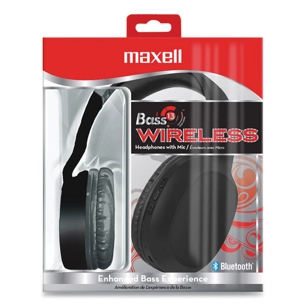 Maxell® Bass 13 Wireless Headphone with Mic, Black (MAX199793) Each