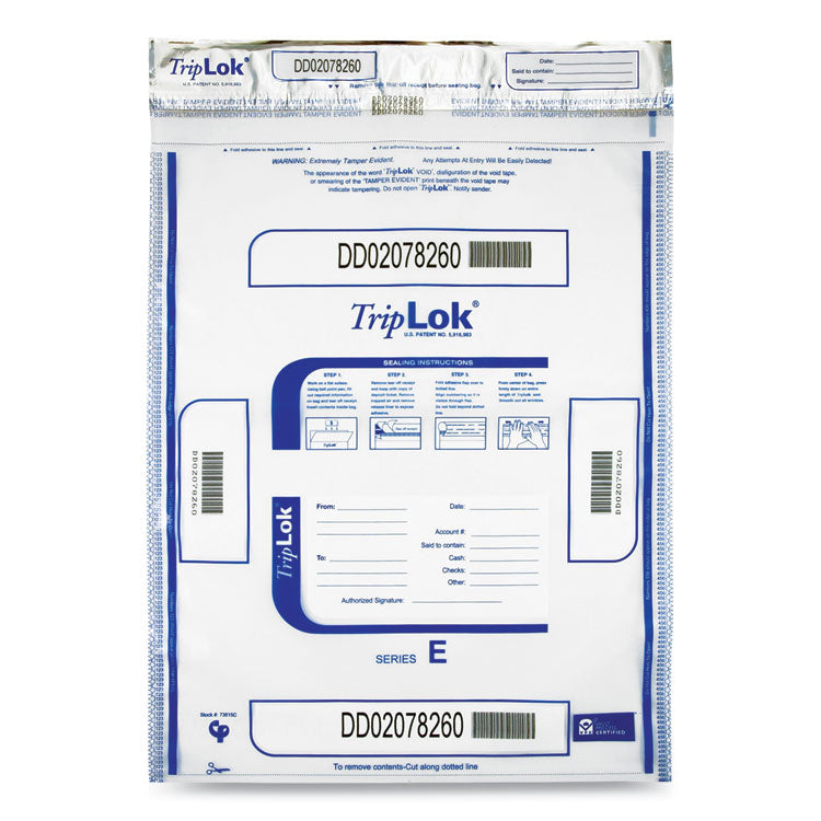 TripLOK™ Deposit Bag, Plastic, 15 x 20, Clear, 250/Carton (CNK585048) Case of 250