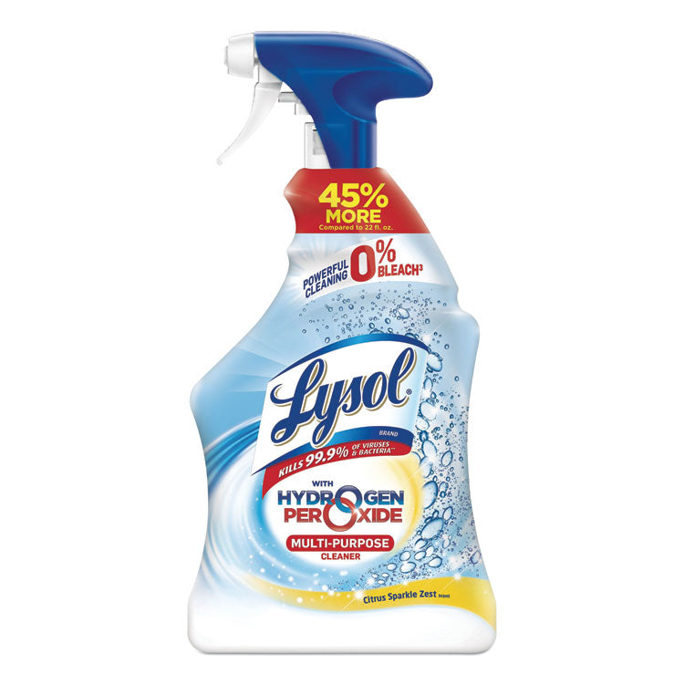 LYSOL® Brand Multi-Purpose Hydrogen Peroxide Cleaner, Citrus Sparkle Zest, 32 oz Trigger Spray Bottle, 9/Carton (RAC89289CT)