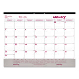 Brownline® Monthly Desk Pad Calendar, 22 x 17, White/Burgundy Sheets, Black Binding, Clear Corners, 12-Month (Jan to Dec): 2024 (REDC1731V)