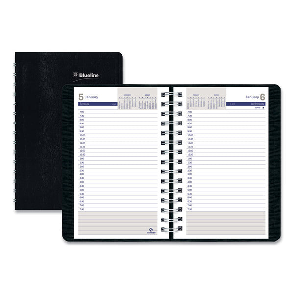 Blueline® DuraGlobe Daily Planner, 30-Minute Appointments, 8 x 5, Black Cover, 12-Month (Jan to Dec): 2024 (REDC21021T)