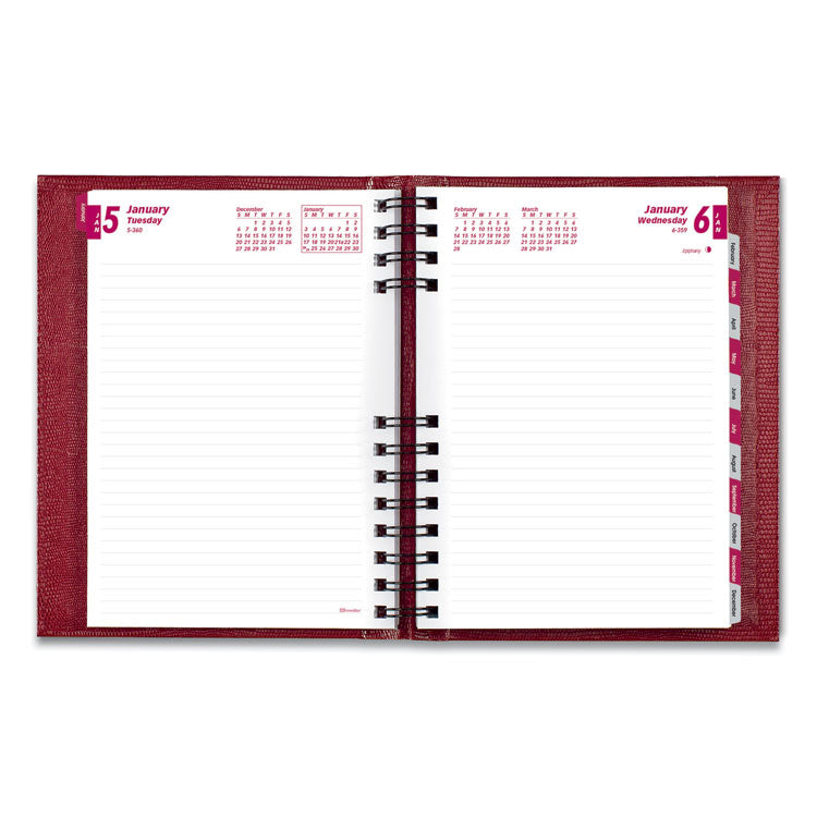 Brownline® CoilPro Ruled Daily Planner, 8.25 x 5.75, Red Cover, 12-Month (Jan to Dec): 2024 (REDCB389CRED)