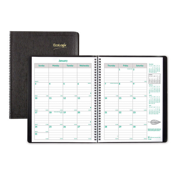 Brownline® EcoLogix Recycled Monthly Planner, EcoLogix Artwork, 11 x 8.5, Black Cover, 14-Month (Dec to Jan): 2023 to 2025 (REDCB435WBLK)