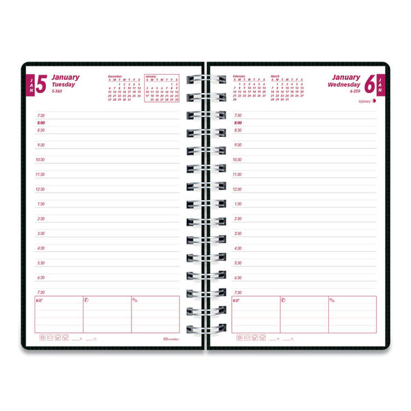 Brownline® DuraFlex Daily Planner, 8 x 5, Black Cover, 12-Month (Jan to Dec): 2024 (REDCB634VBLK)