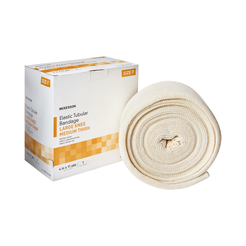 McKesson Spandagrip™ Elastic Tubular Support Bandage 4 Inch X 11 Yard Large Knee / Medium thigh Pull On Natural NonSterile Size F Standard Compression (1112853_CS) 12/CS