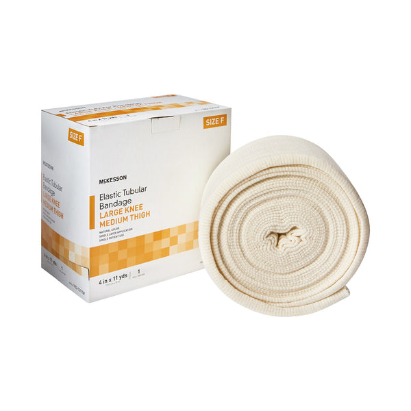 McKesson Spandagrip™ Elastic Tubular Support Bandage 4 Inch X 11 Yard Large Knee / Medium thigh Pull On Natural NonSterile Size F Standard Compression (1112853_BX) 1/BX