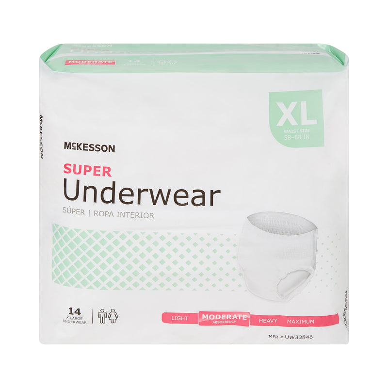 McKesson Unisex Adult Absorbent Underwear Pull On with Tear Away Seams X-Large Disposable Moderate Absorbency (1123834_BG) 14/BG