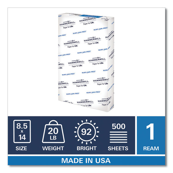 Hammermill® Copy Plus Print Paper, 92 Bright, 20 lb Bond Weight, 8.5 x 14, White, 500/Ream (HAM105015)