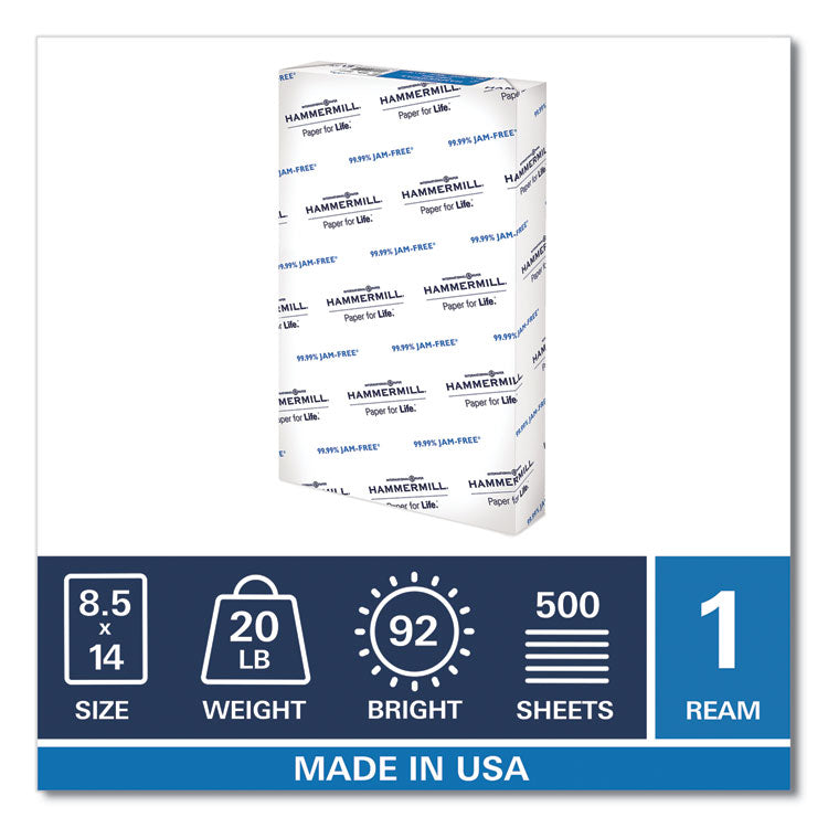 Hammermill® Copy Plus Print Paper, 92 Bright, 20 lb Bond Weight, 8.5 x 14, White, 500/Ream (HAM105015) 1 Ream