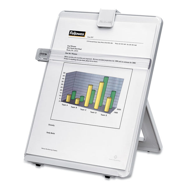 Fellowes® Non-Magnetic Desktop Copyholder, 25 Sheet Capacity, Plastic, Platinum (FEL21103)
