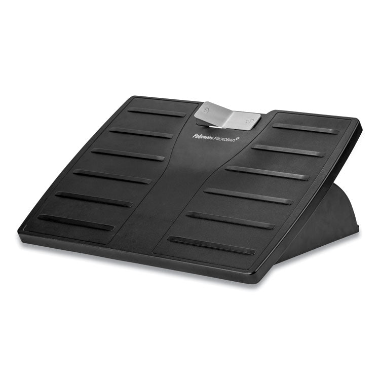 Fellowes® Adjustable Locking Footrest with Microban, 17.5w x 13.13d x 4.13 to 5.63h, Black/Silver (FEL8035001) Each