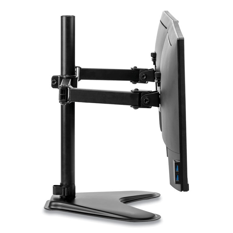 Fellowes® Professional Series Freestanding Dual Horizontal Monitor Arm, For 30" Monitors, 35.75" x 11" x 18.25", Black, Supports 17 lb (FEL8043701)