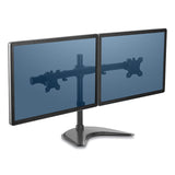 Fellowes® Professional Series Freestanding Dual Horizontal Monitor Arm, For 30" Monitors, 35.75" x 11" x 18.25", Black, Supports 17 lb (FEL8043701)