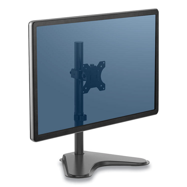 Fellowes® Professional Series Single Freestanding Monitor Arm, For 32" Monitors, 11" x 15.4" x 18.3", Black, Supports 17 lb (FEL8049601)