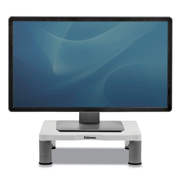 Fellowes® Standard Monitor Riser, For 21" Monitors, 13.38" x 13.63" x 2" to 4", Platinum/Graphite, Supports 60 lbs (FEL91712) Each