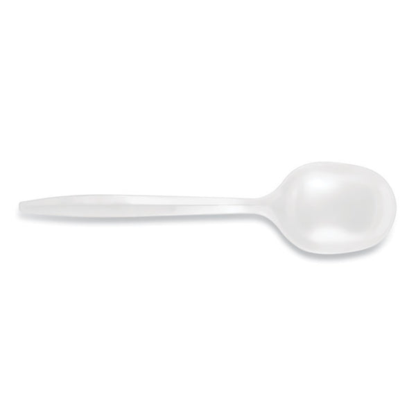 Berkley Square Mediumweight Polypropylene Cutlery, Soup Spoon, White, 1,000/Carton (BSQ1014000)