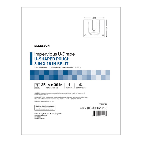 McKesson Orthopedic Drape U-Drape with Pouch 35 W X 30 L Inch Sterile (1101294_PK) 1/PK