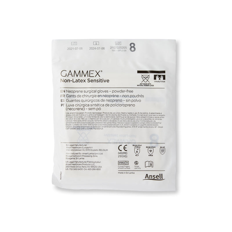 GAMMEX® Non-Latex Sensitive Surgical Glove Size 8 Sterile Polychloroprene Standard Cuff Length Micro-Textured Cream Chemo Tested (833676_CS) 200/CS