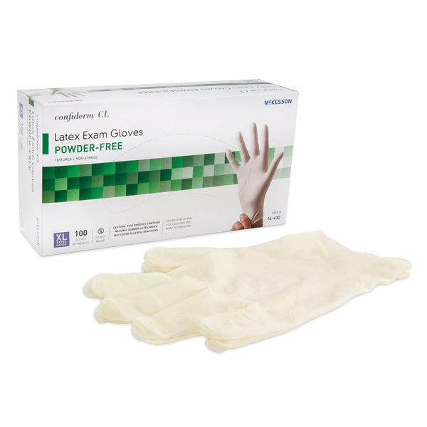 McKesson Confiderm® Exam Glove X-Large NonSterile Latex Standard Cuff Length Textured Fingertips Ivory Not Rated (921595_CS) 1000/CS